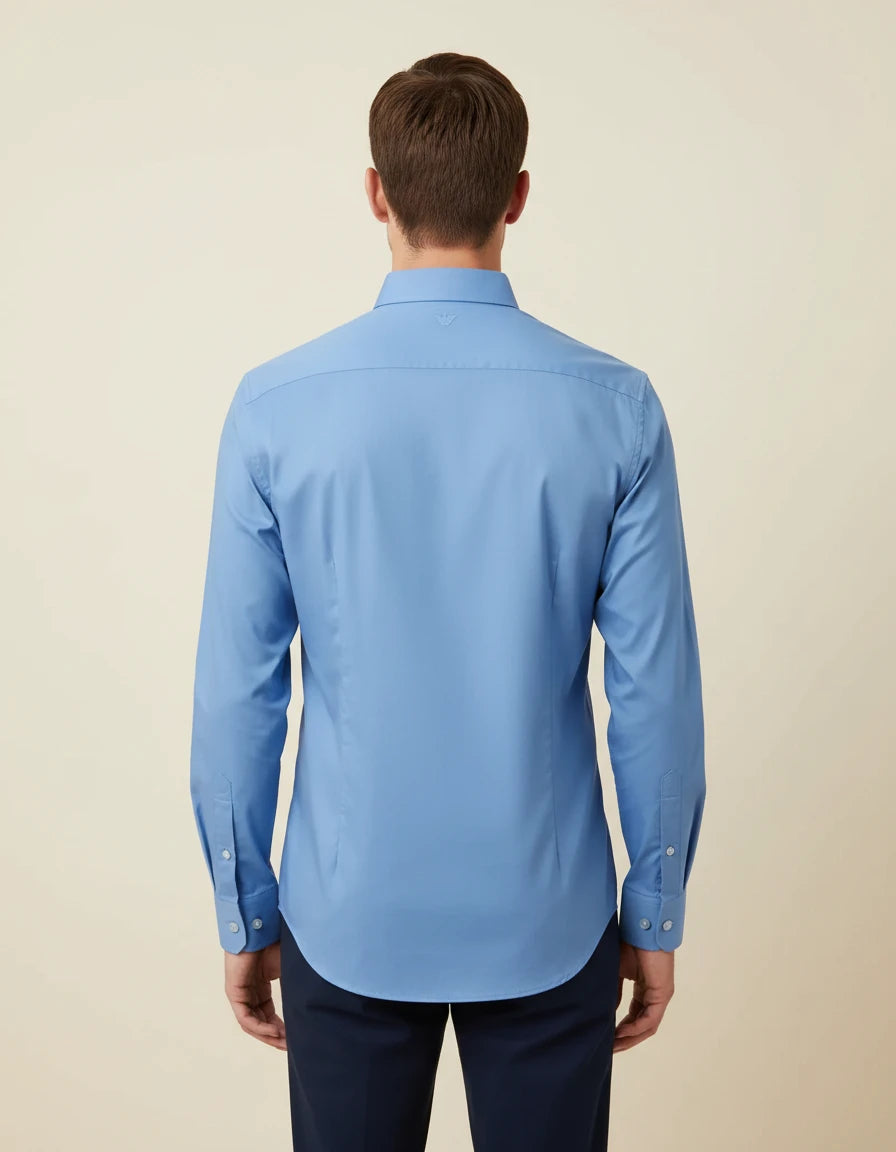 Armani Exchange Effortlessly Elegant Sky Blue Button-Up Shirt