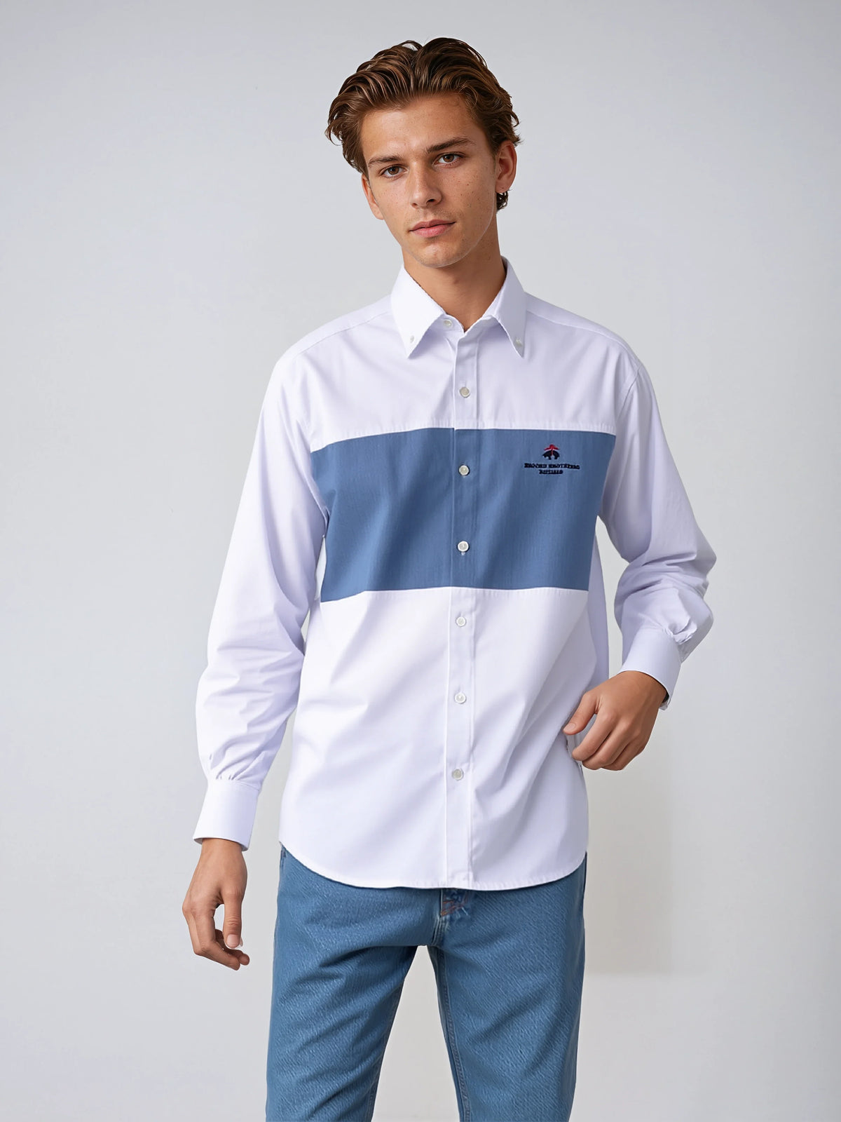 BROOKS BROTHERS Astral Teal Tailored Fit Long Sleeve Button-Up Shirt