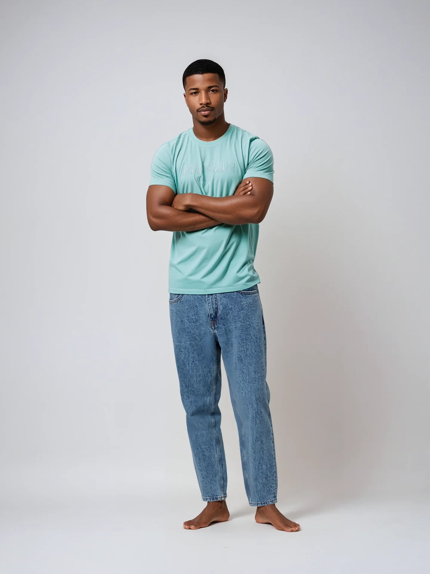 BALMAIN Ocean Mist Classic Fit Short Sleeve Tee