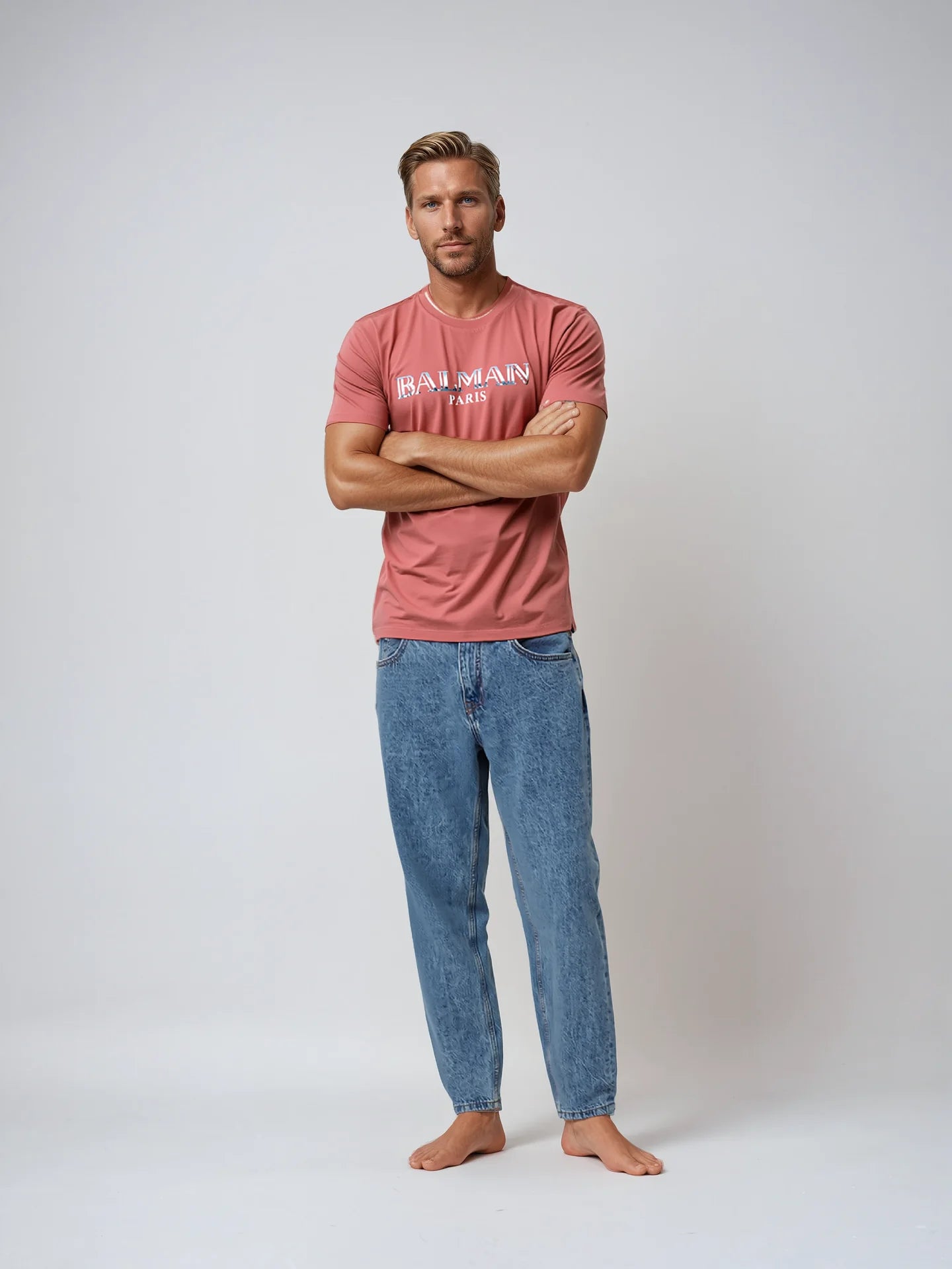 BALMAIN Blush Petal Slim Fit Short Sleeve Tee