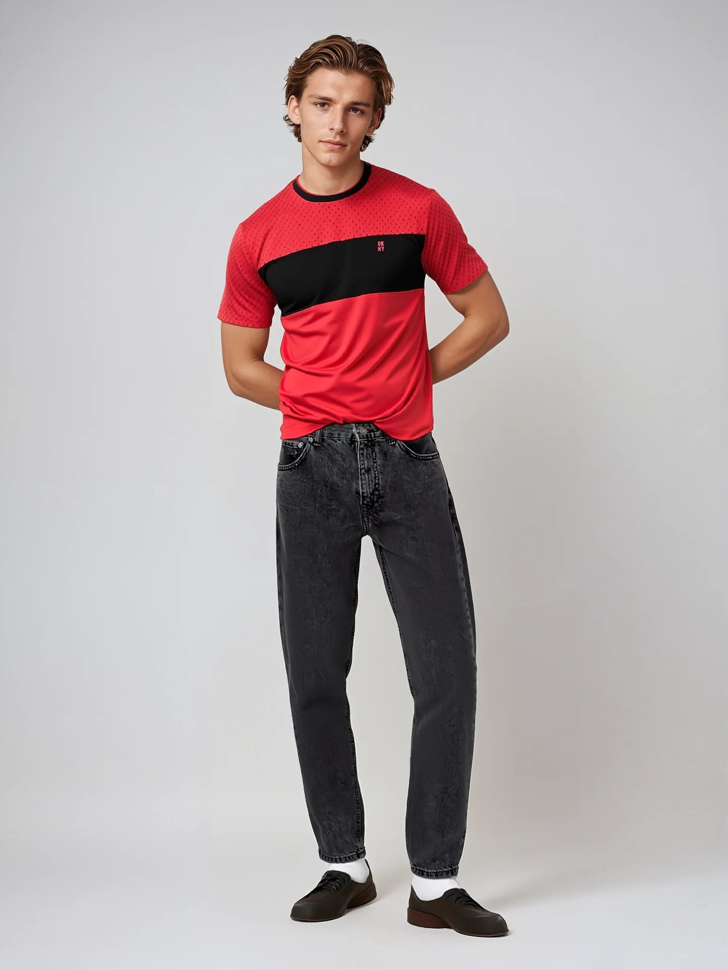 DKNY Ember Red Oversized Graphic Block Tee