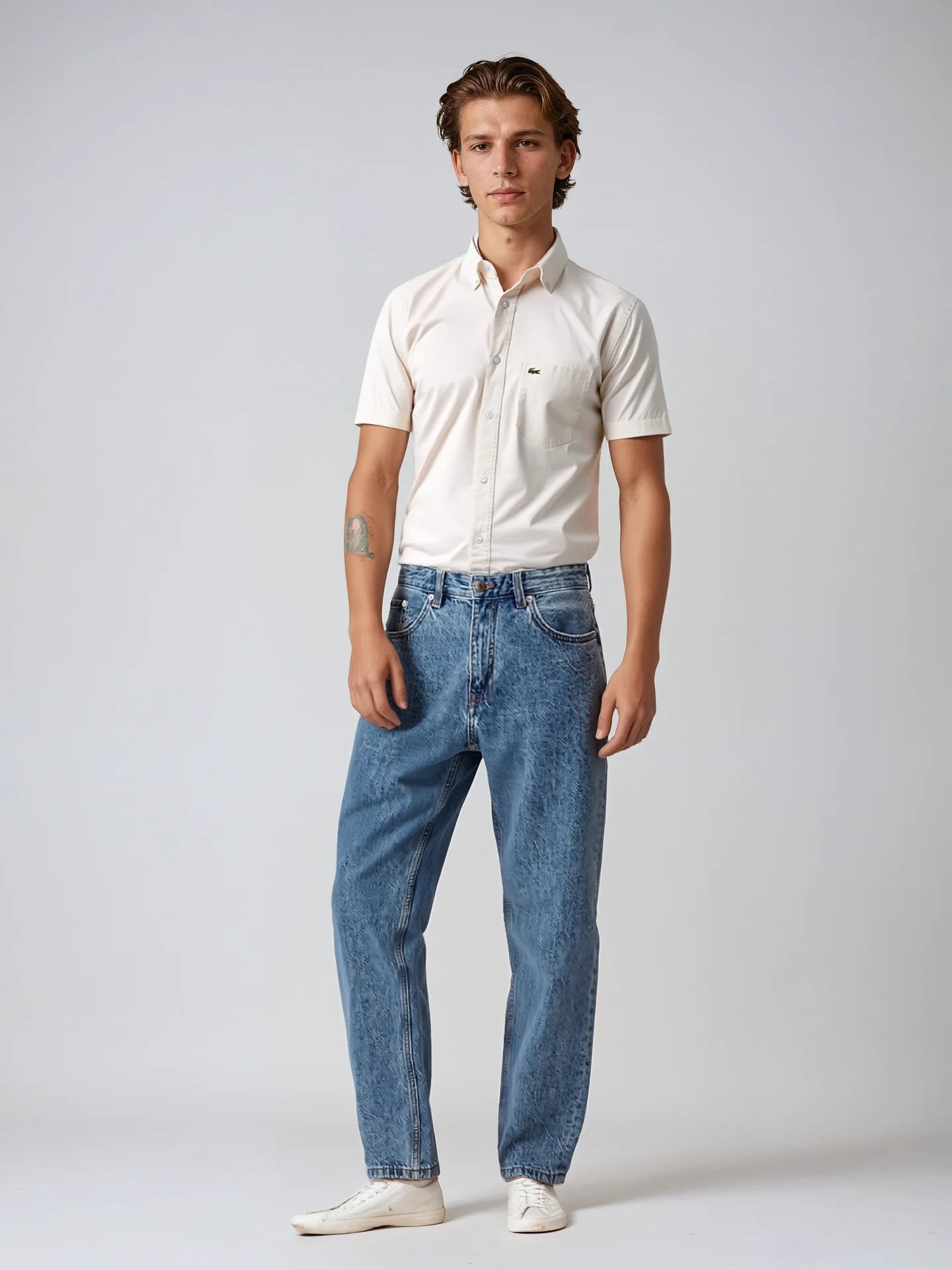 LACOSTE Sandstone Classic Fit Short Sleeve Button-Up Shirt