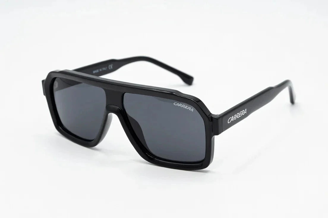 CARRERA Midnight Onyx Bold Frame Oversized Shield Sunglasses with Luxe Case
