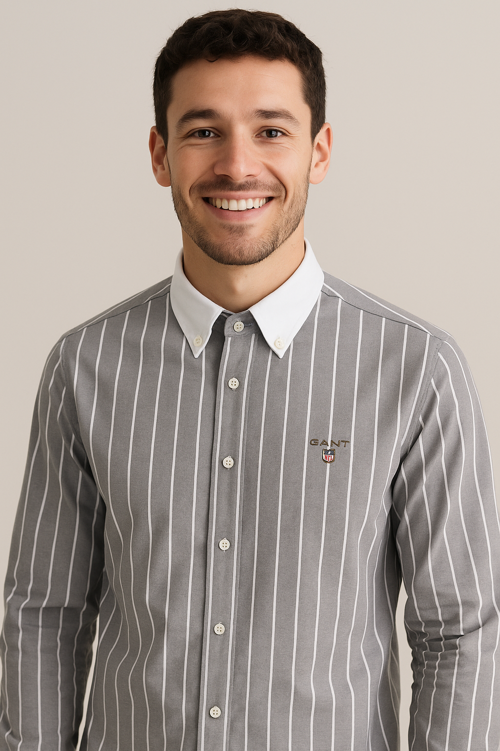 GANT Whispering Steel Classic Fit Long Sleeve Striped Dress Shirt