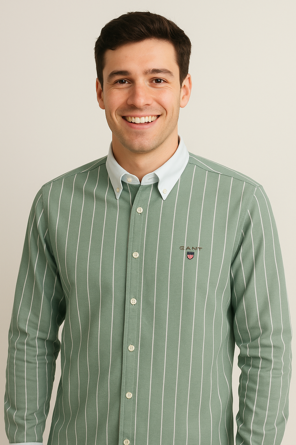 GANT Whispering Fern Regular Fit Long Sleeve Striped Shirt