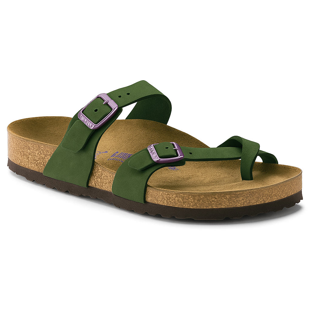 BIRKENSTOCK Enchanted Sage Luxe Footbed Slide Sandal