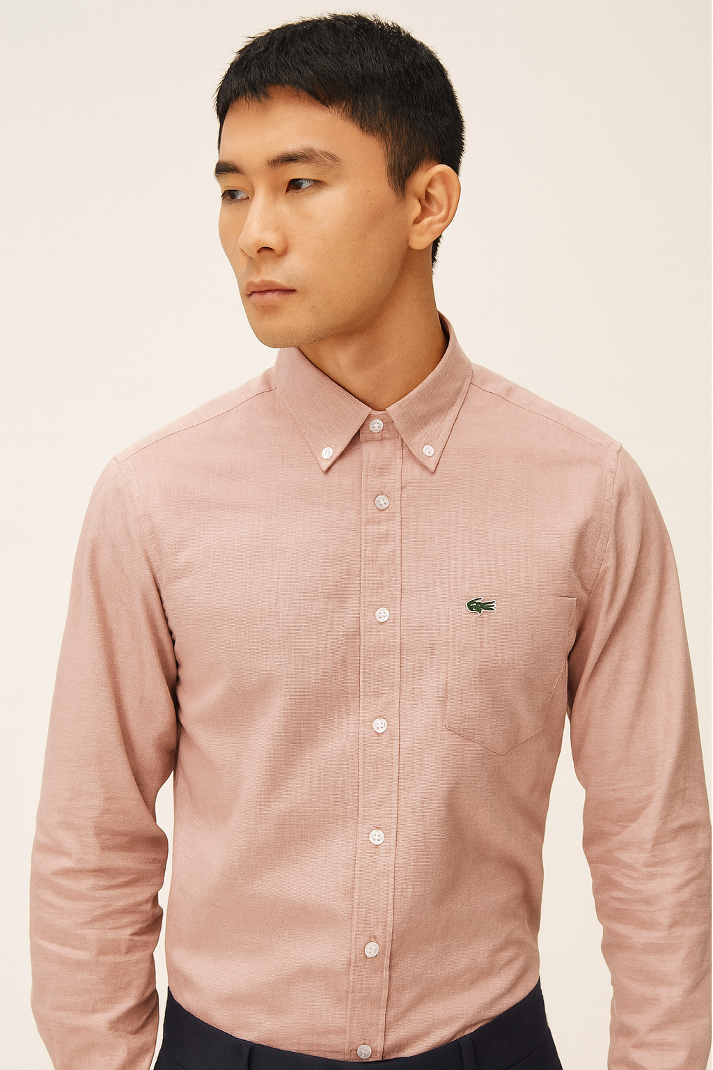 LACOSTE Blushing Dawn Tailored Fit Long Sleeve Button-Down Shirt