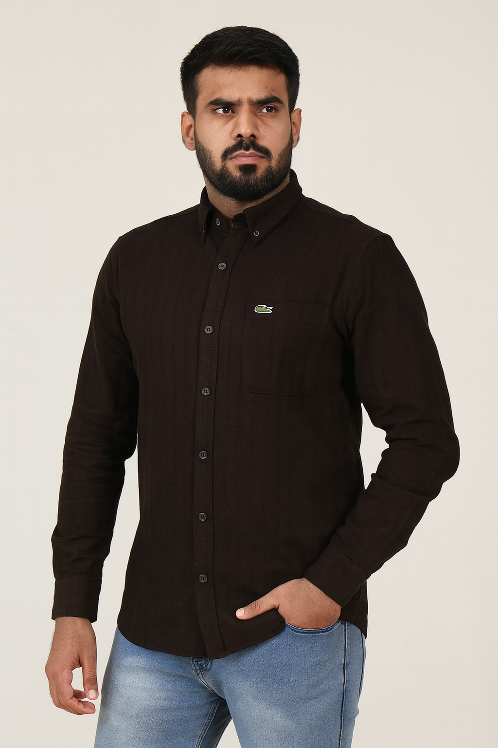 Lacoste Classic Fit Striped Button-Up Shirt