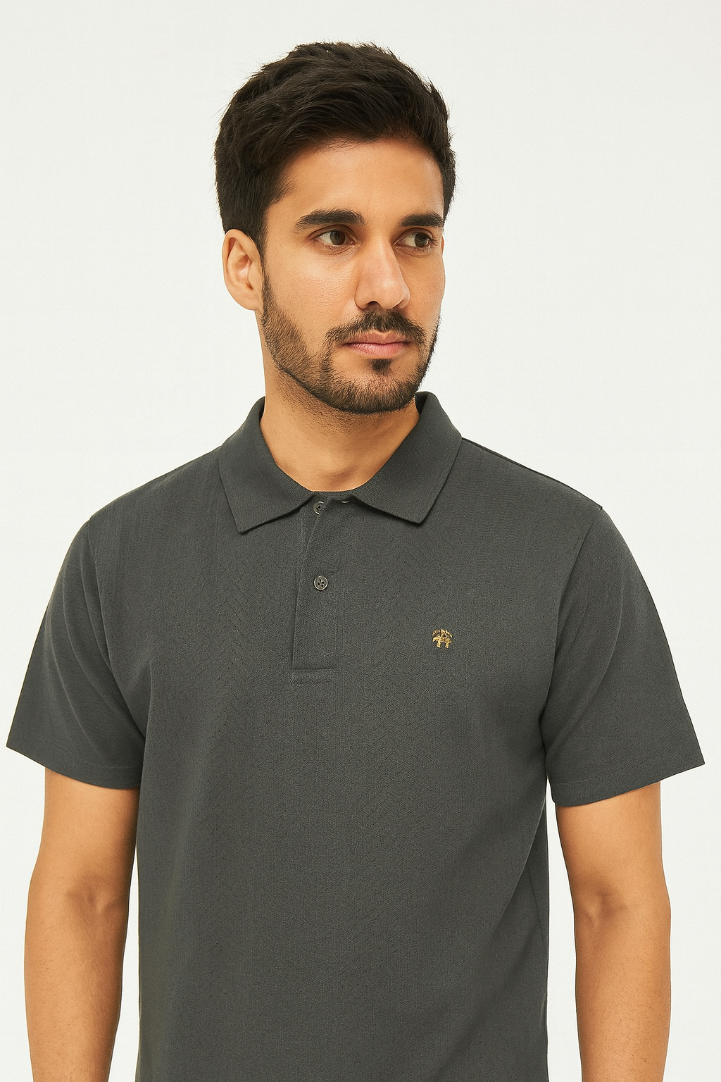 BROOKS BROTHERS Shadow Slate Tailored Fit Short Sleeve Piqué Polo