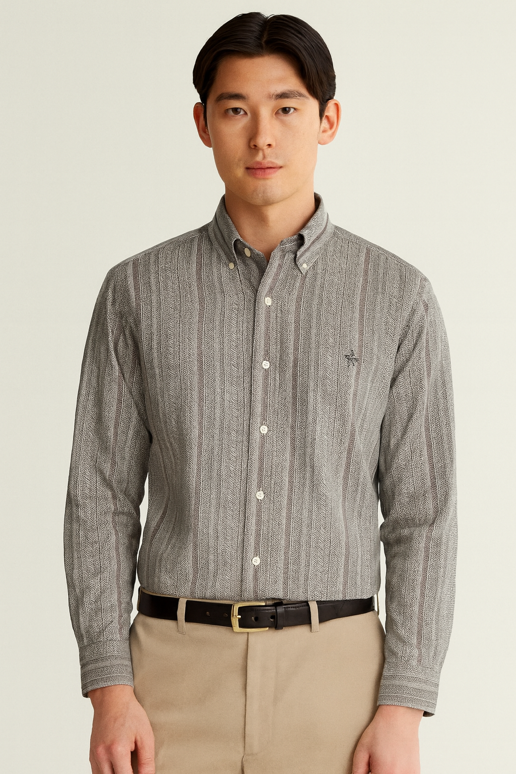 BROOKS BROTHERS Ethereal Ash Tailored Fit Long Sleeve Button-Down Shirt