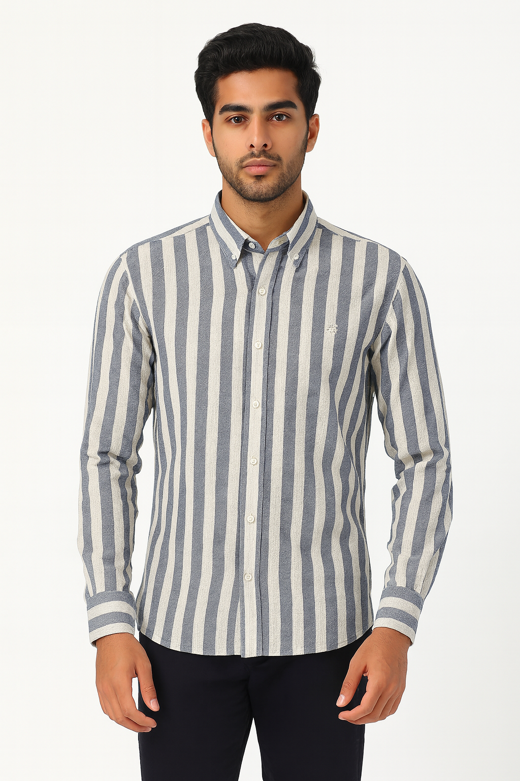 BROOKS BROTHERS Tranquil Azure Tailored Fit Long Sleeve Linen Shirt