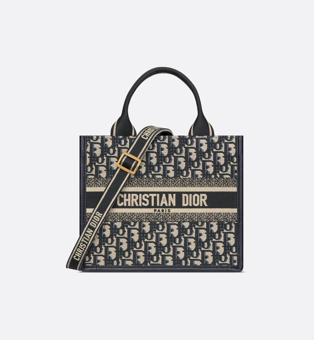 CHRISTIAN DIOR Celestial Midnight Luxe Canvas Book Tote Bag
