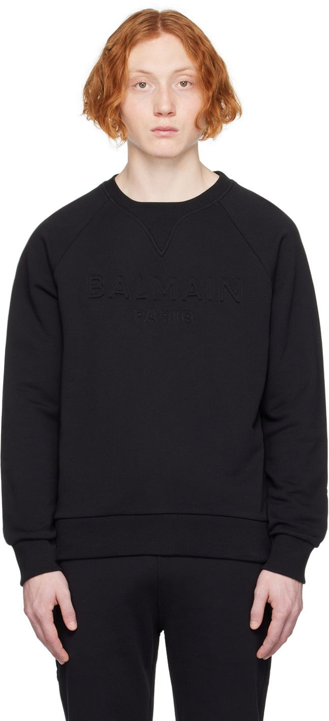 Balmain Luxurious Black Embossed Sweatshirt