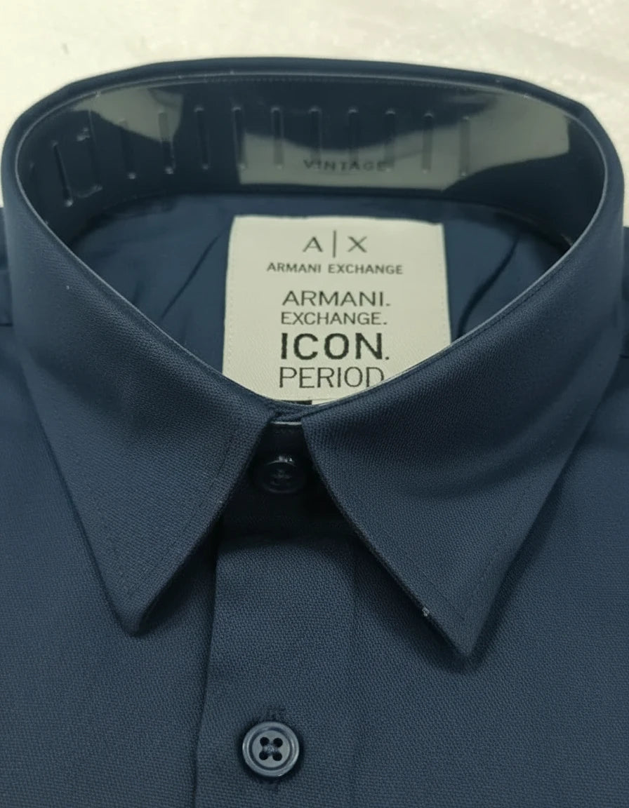 Armani Exchange Elegant Midnight Blue Dress Shirt