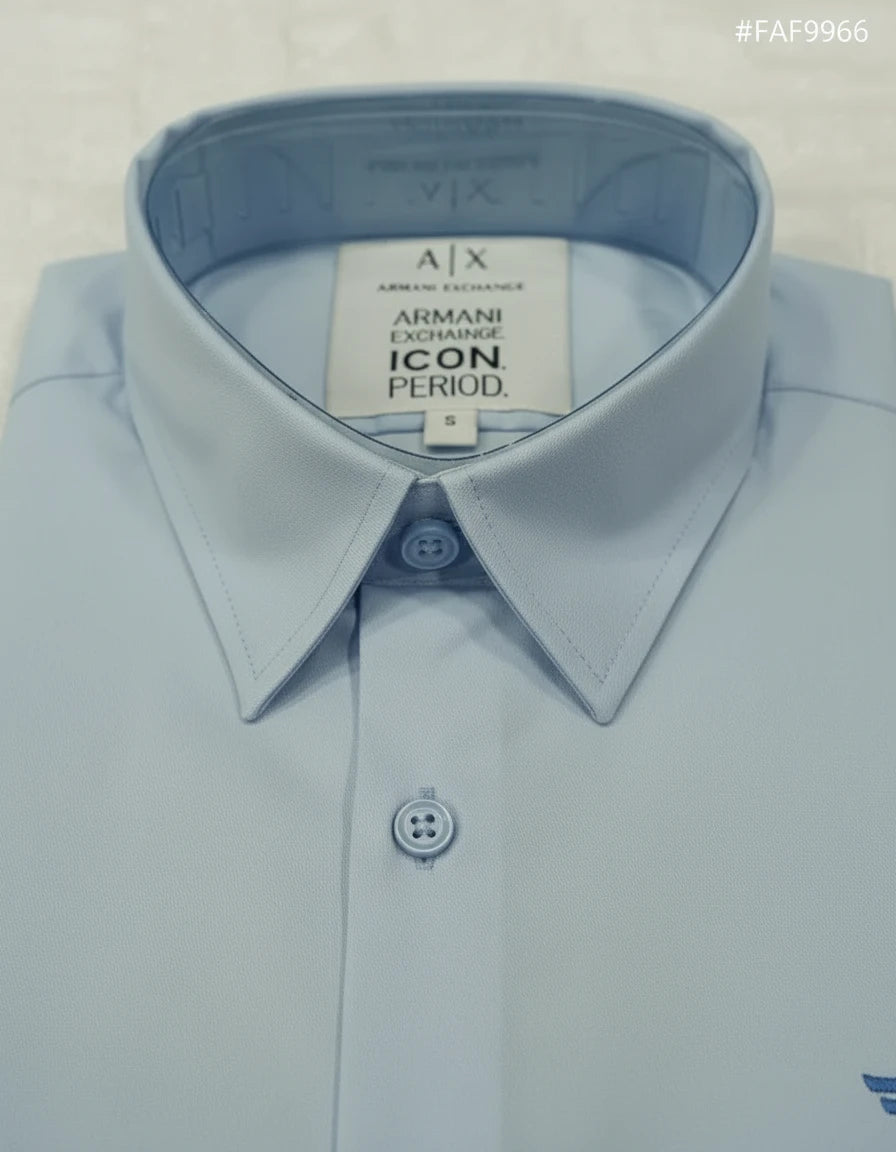 Armani Exchange Effortlessly Elegant Sky Blue Button-Up Shirt