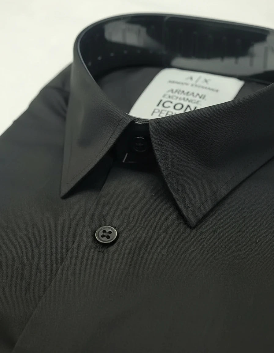 Armani Exchange Iconic Elegance Black Dress Shirt