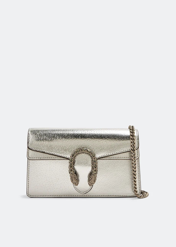 GUCCI Ethereal Silver Luxe Mini Bag with Regal Lion Head Closure