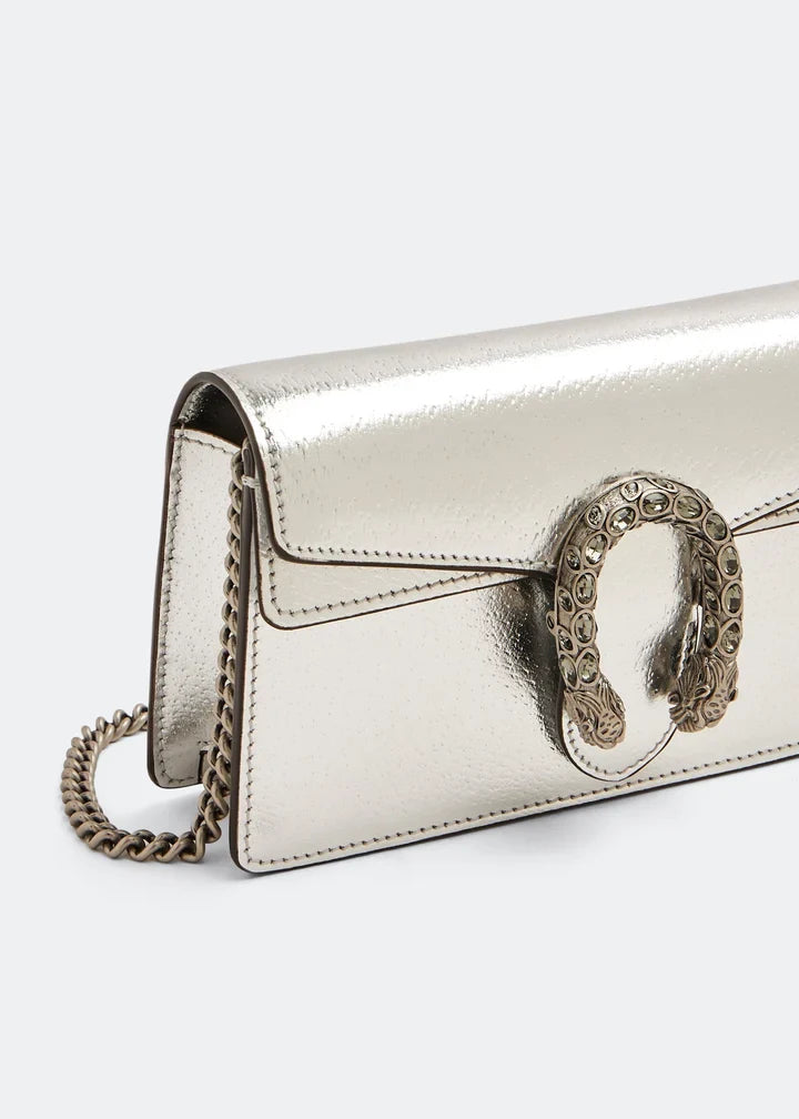 GUCCI Ethereal Silver Luxe Mini Bag with Regal Lion Head Closure