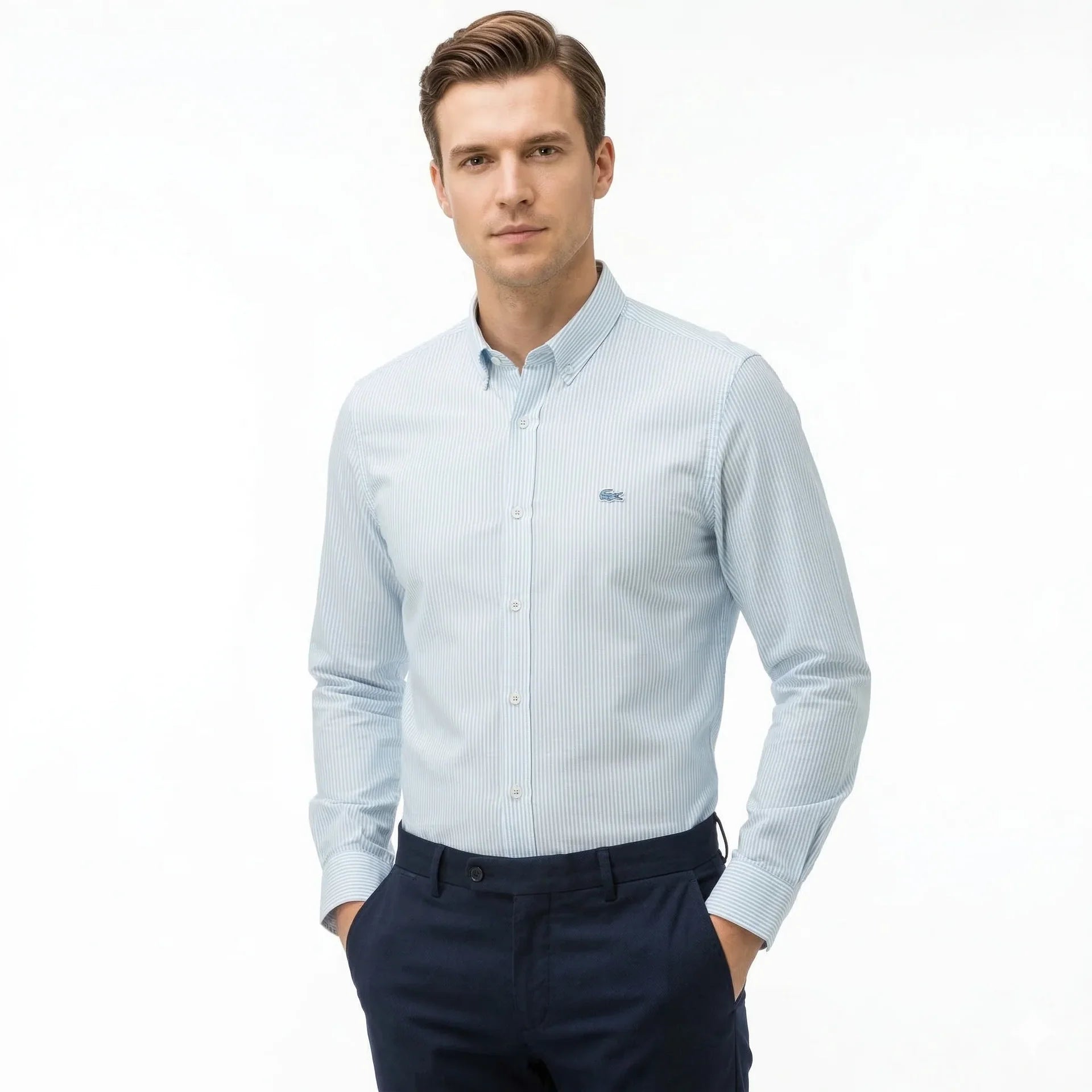 Lacoste Regular Fit Striped Button-Down Oxford Shirt