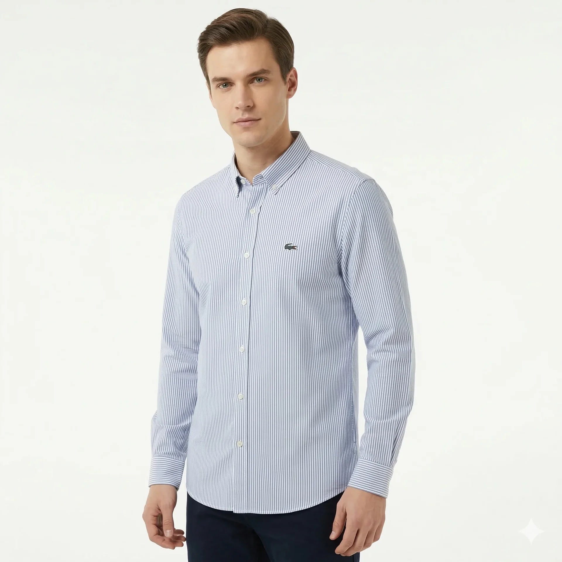 Lacoste Regular Fit Striped Button-Down Oxford Shirt