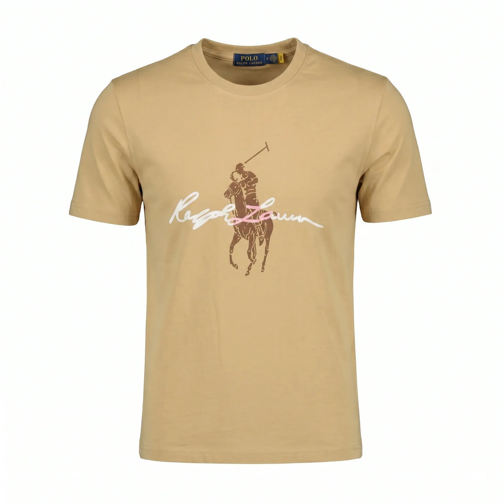 Polo Ralph Lauren Signature Logo T-Shirt in Beige