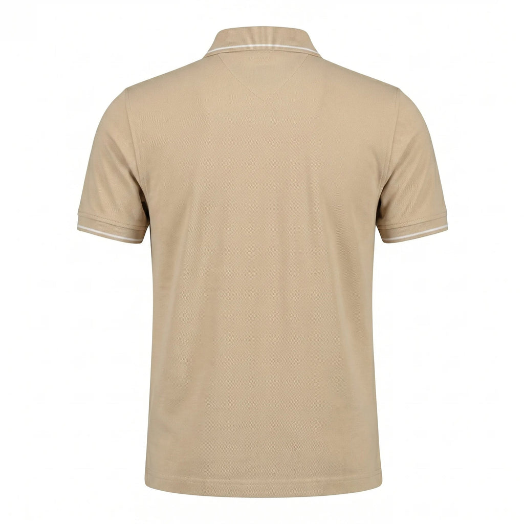 Tommy Hilfiger Classic Fit Polo Shirt in Beige with Contrast Trim