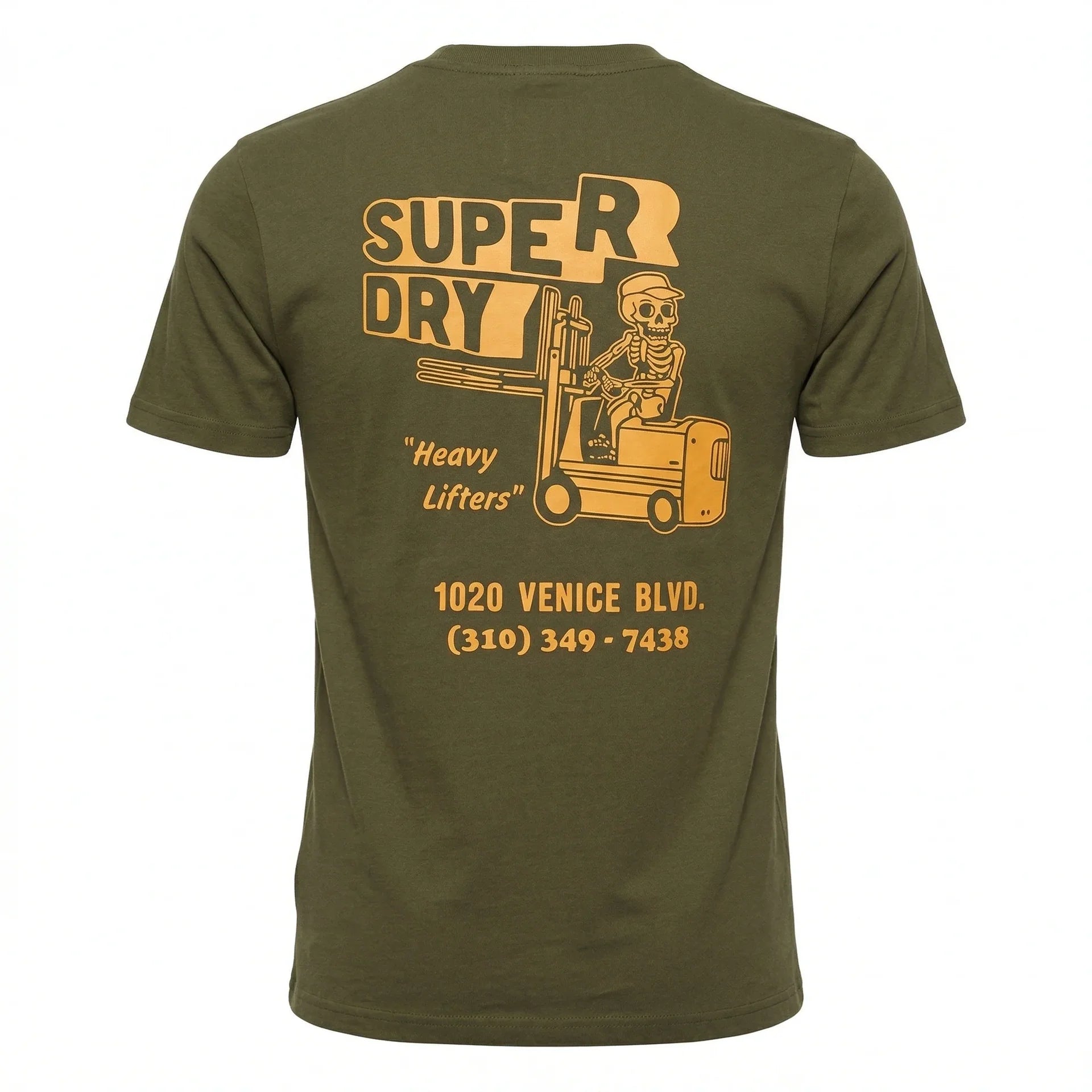 SUPERDRY Men's Vinage Distressed Gold Text Logo Slub Cotton Lycra T-Shirt In Olive Green