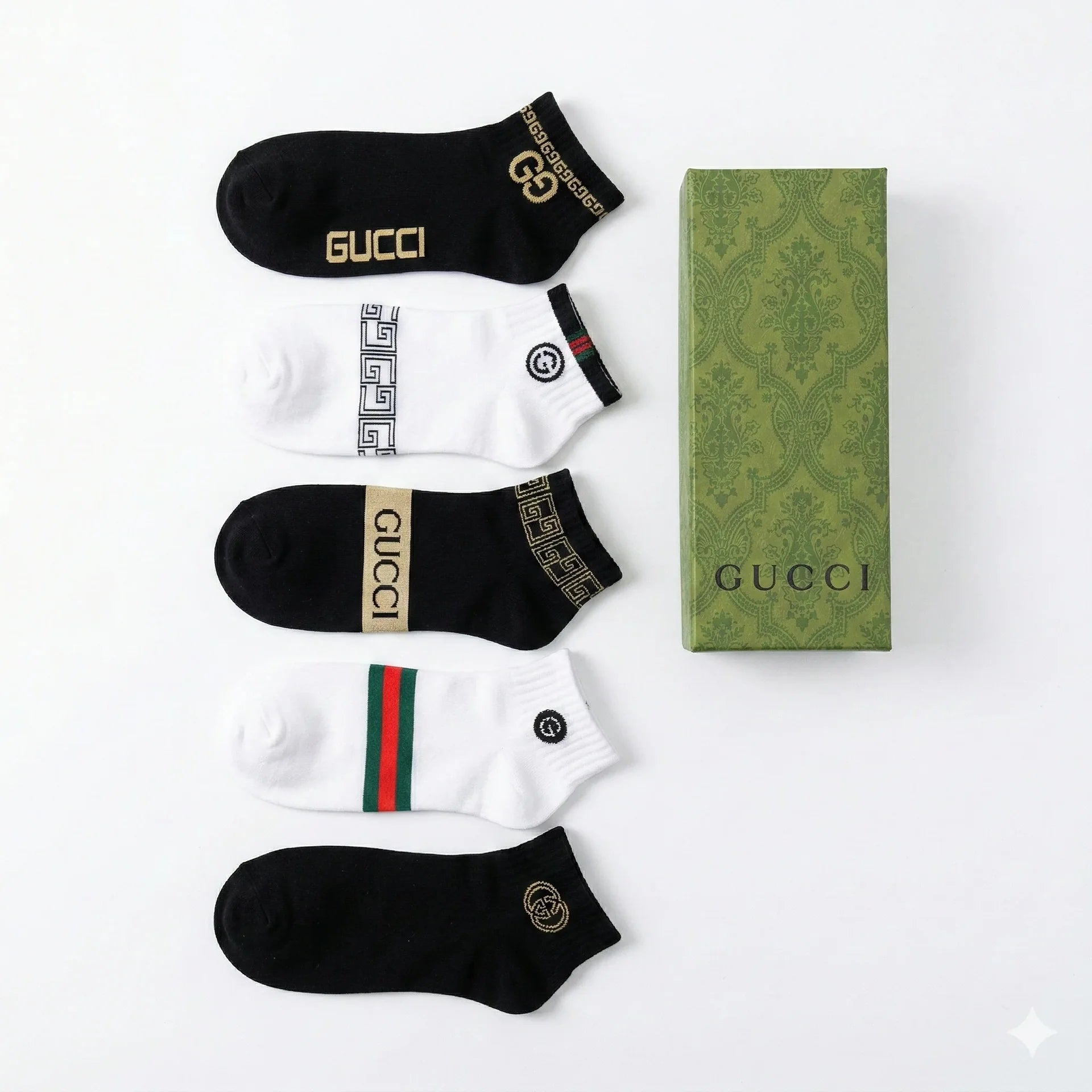 GUCCI Enchanted Emerald Luxe Logo Sock Gift Set (Pack of 5)