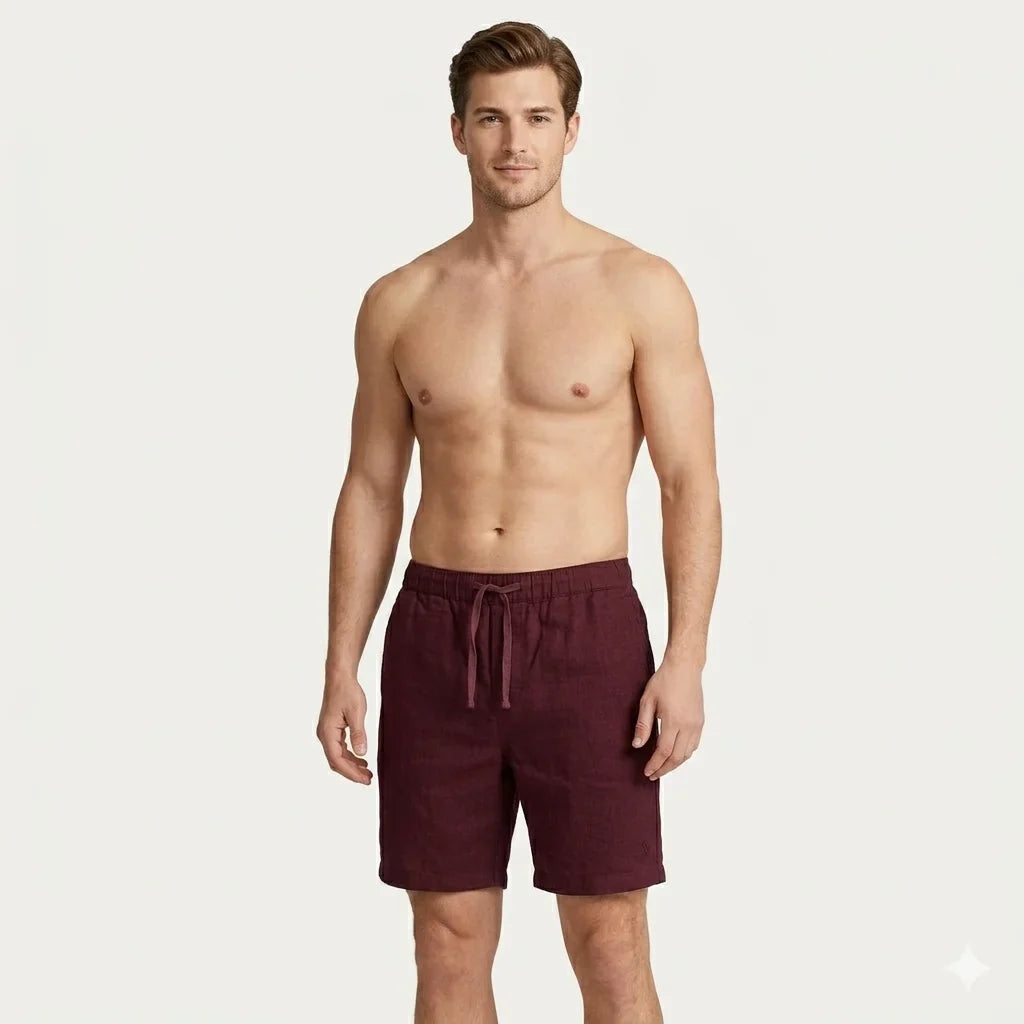 POLO Ralph Lauren Men's Casual Linen Blend Shorts in Burgundy