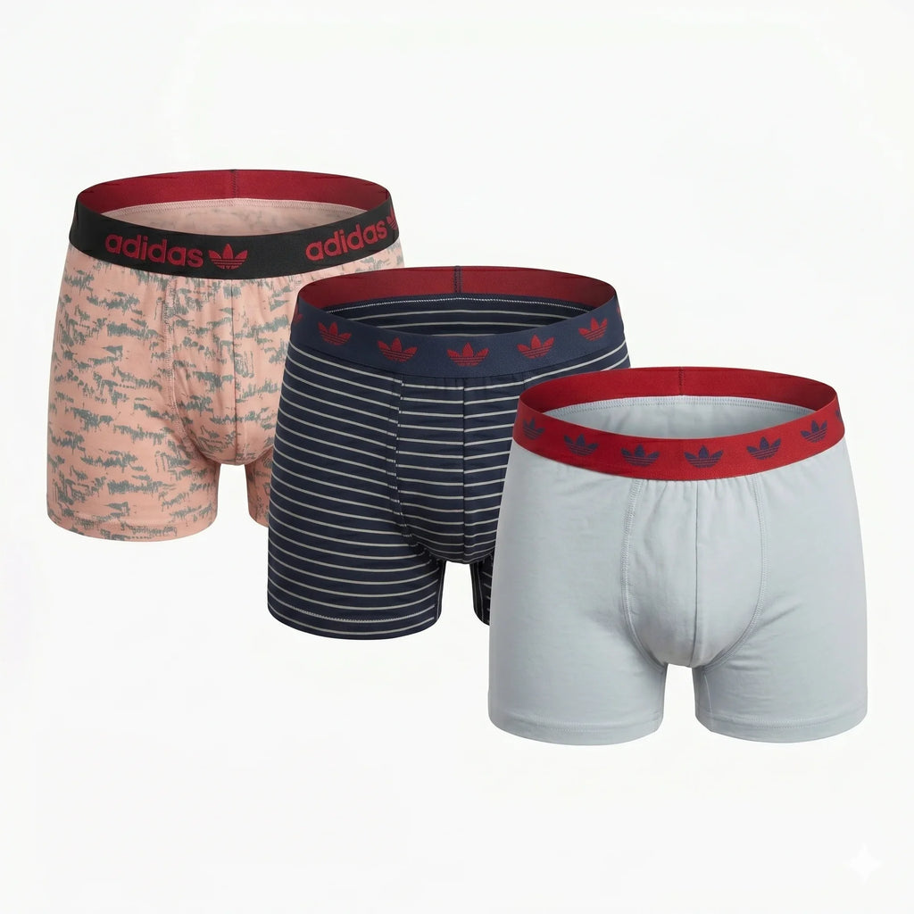 Adidas Comfort Flex Cotton 3-Stripes Trunks - 3 Pack