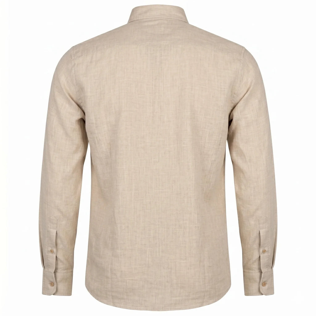 Lacoste Men's Casual Linen Blend Button-Up Shirt
