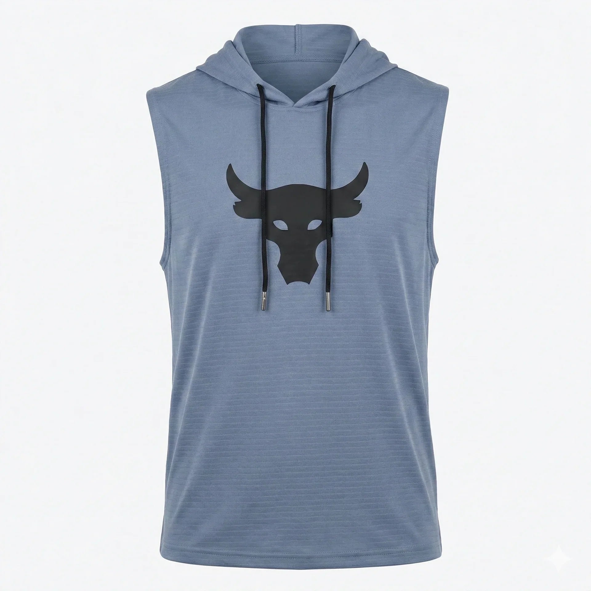 UNDER ARMOUR Oceanic Slate Athletic Fit Sleeveless Hoodie with Bull Graphic