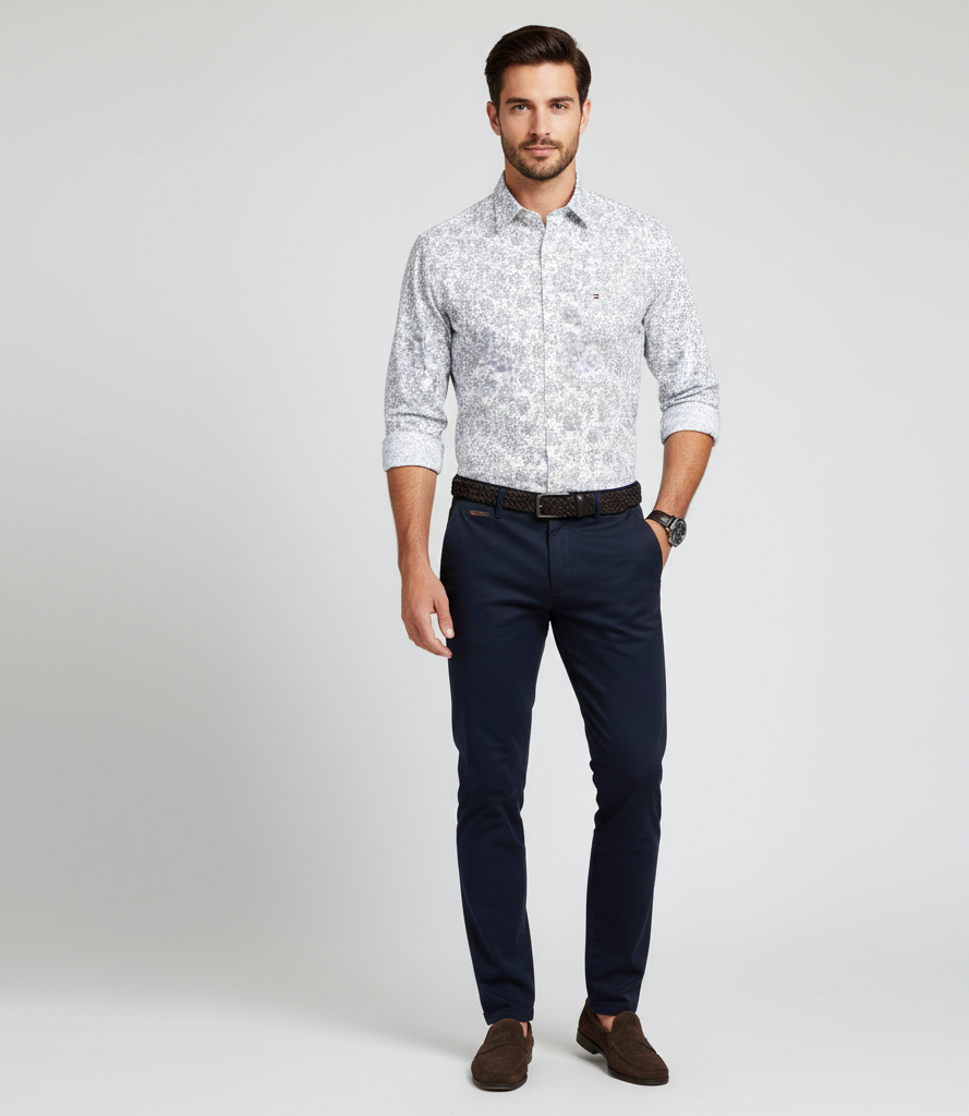 TOMMY HILFIGER Misty Aqua Elegant Fit Long Sleeve Button-Up Shirt