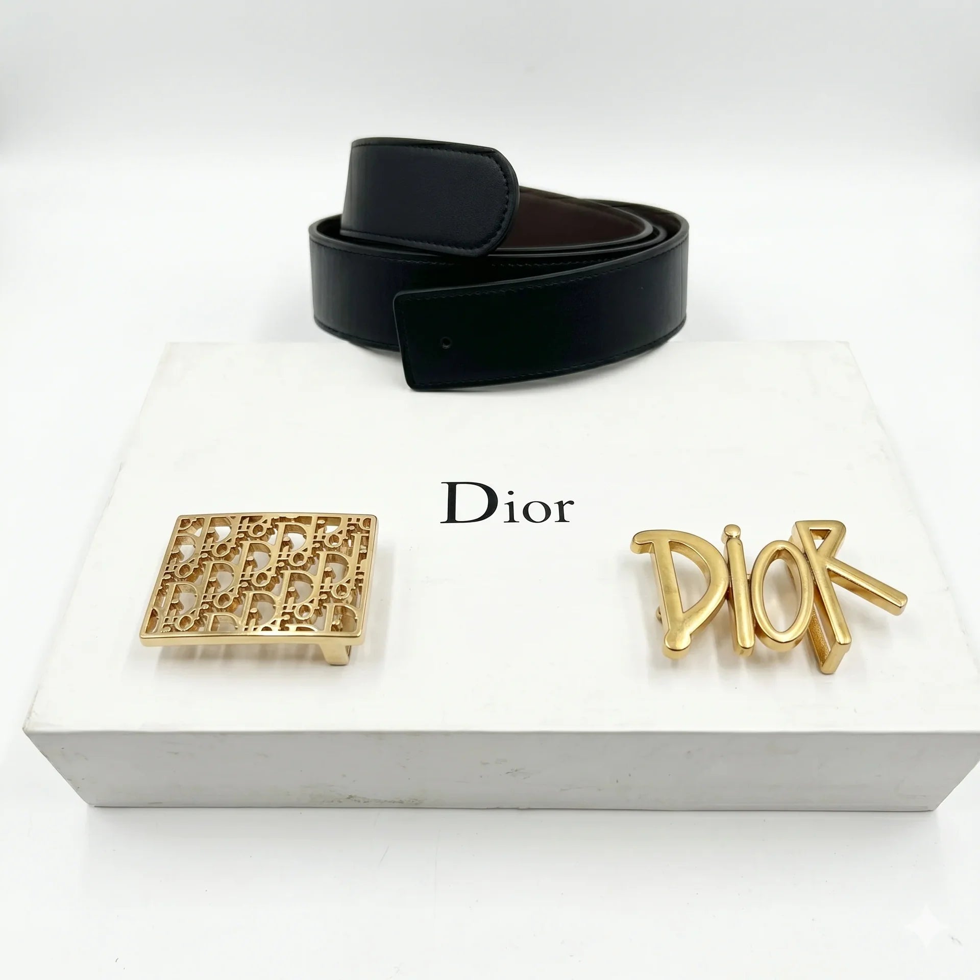 Dior Signature Gold Buckle Belt Set