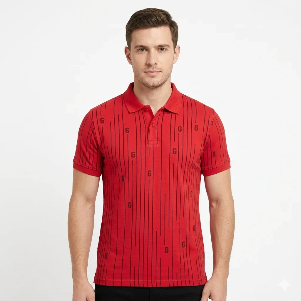 GANT Striped Performance Polo Shirt in Red