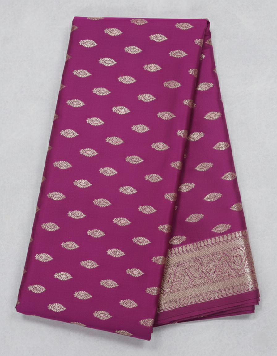 Elegant Weaves Rich Purple Silk Saree with Gold Leaf Motifs