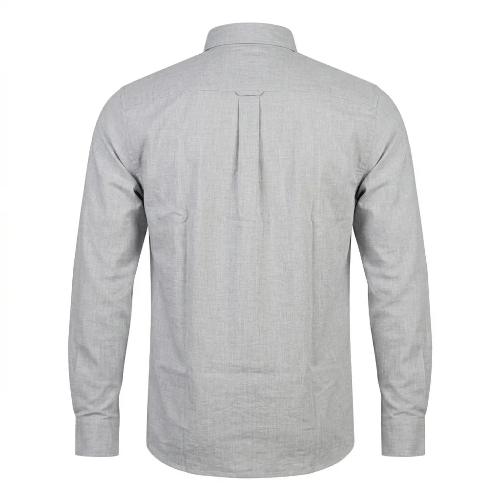 Lacoste Classic Fit Button-Down Linen Shirt in Light Grey