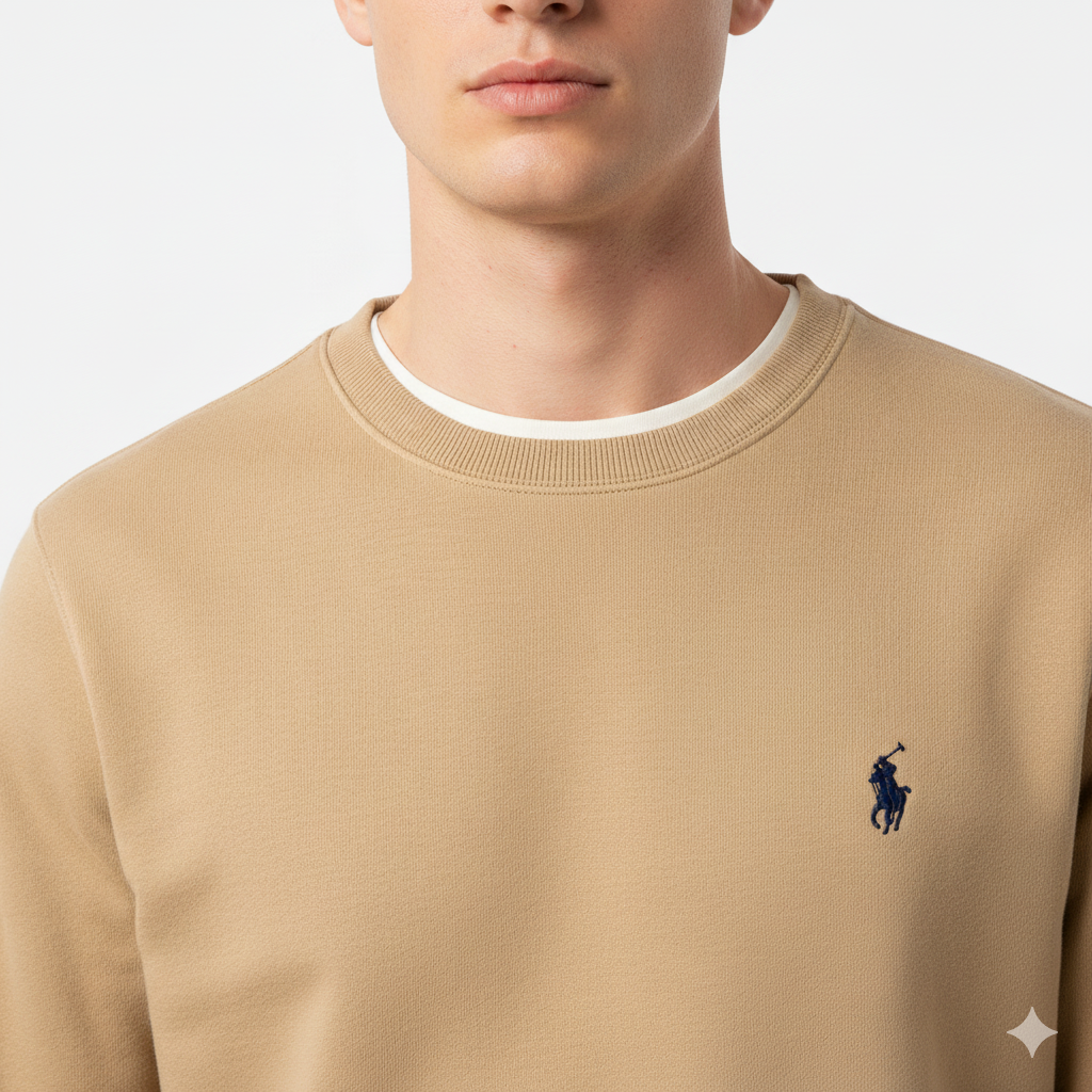 POLO RALPH LAUREN Dune Beige Luxe Relaxed Fit Crewneck Sweatshirt