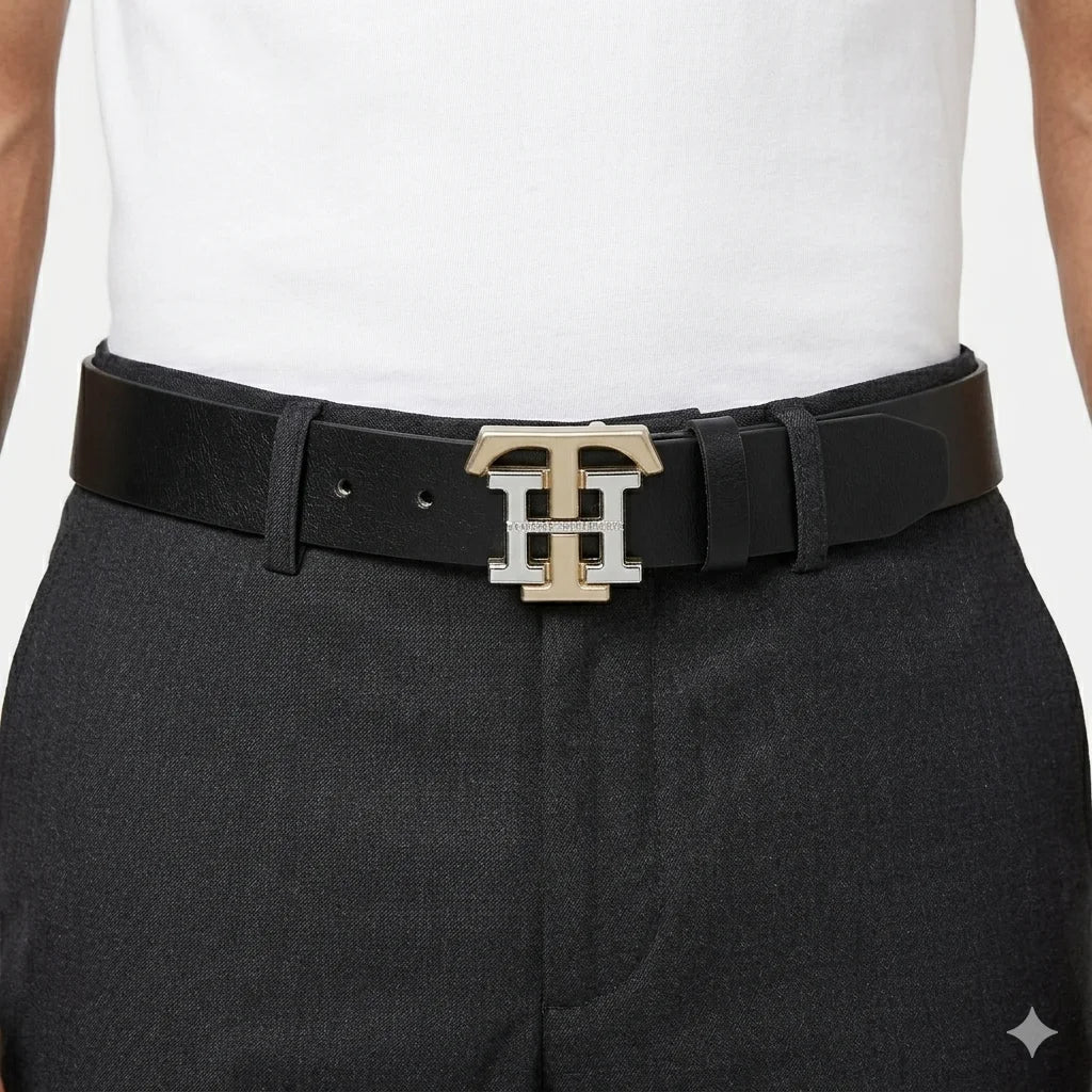 Tommy Hilfiger Classic Logo Buckle Leather Belt
