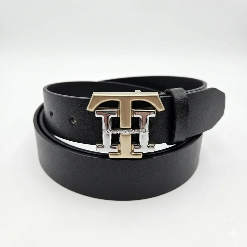 Tommy Hilfiger Classic Logo Buckle Leather Belt