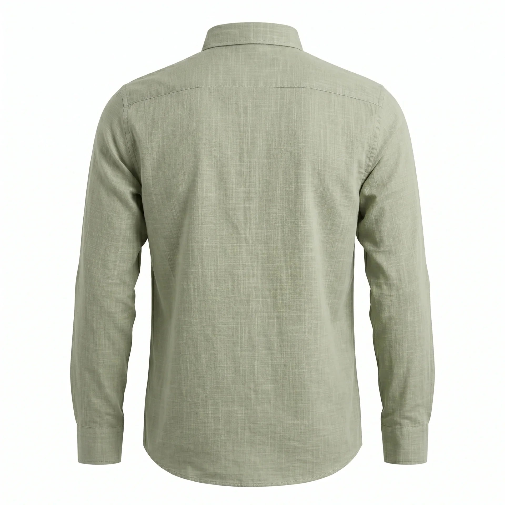 Lacoste Classic Fit Long Sleeve Button-Down Linen Shirt in Olive Green