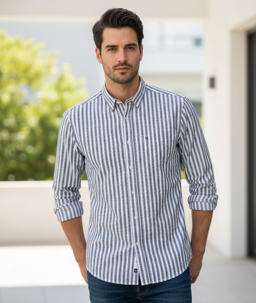 TOMMY HILFIGER Ocean Breeze Tailored Fit Long Sleeve Button-Up Shirt