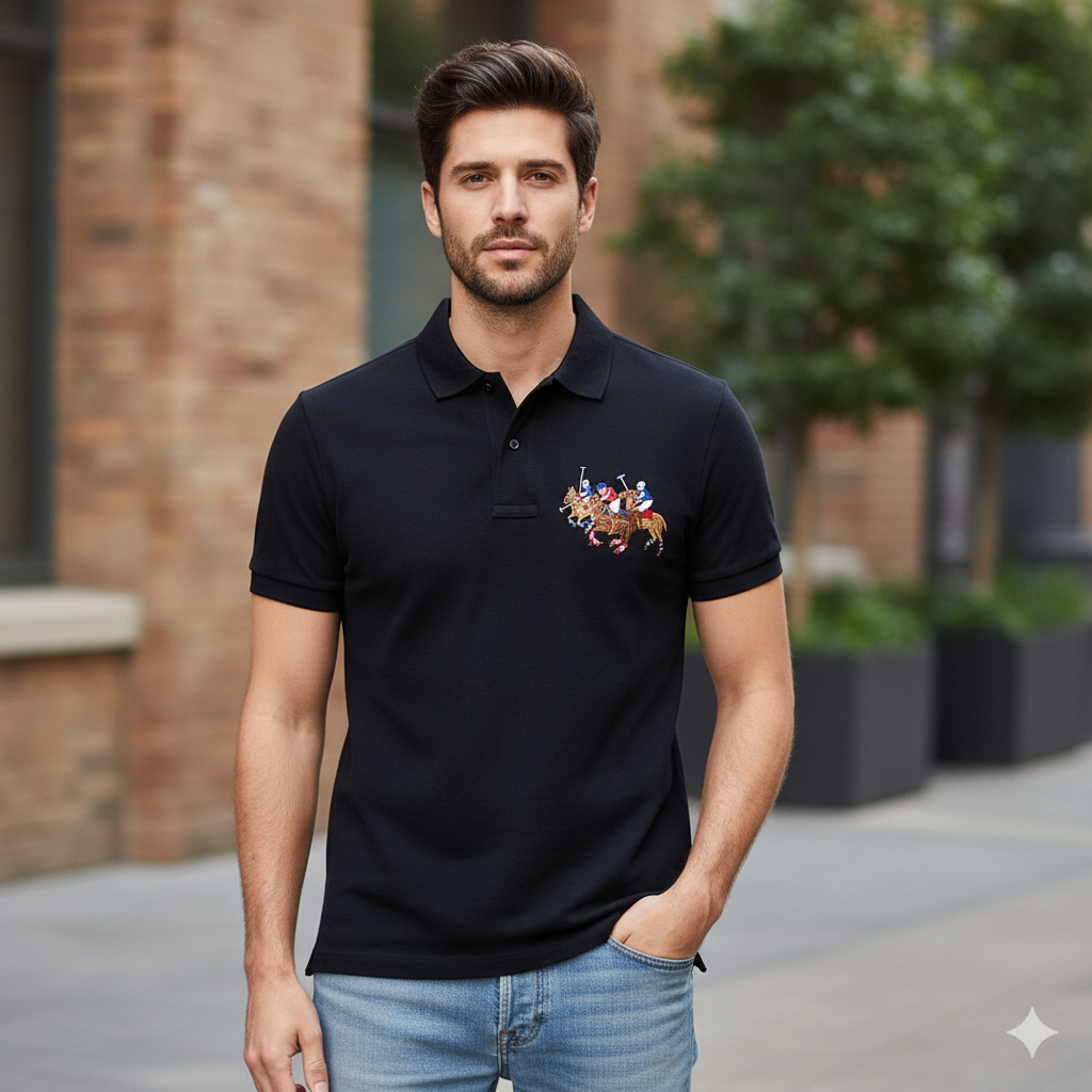 POLO RALPH LAUREN Midnight Sapphire Tailored Fit Embroidered Polo Shirt