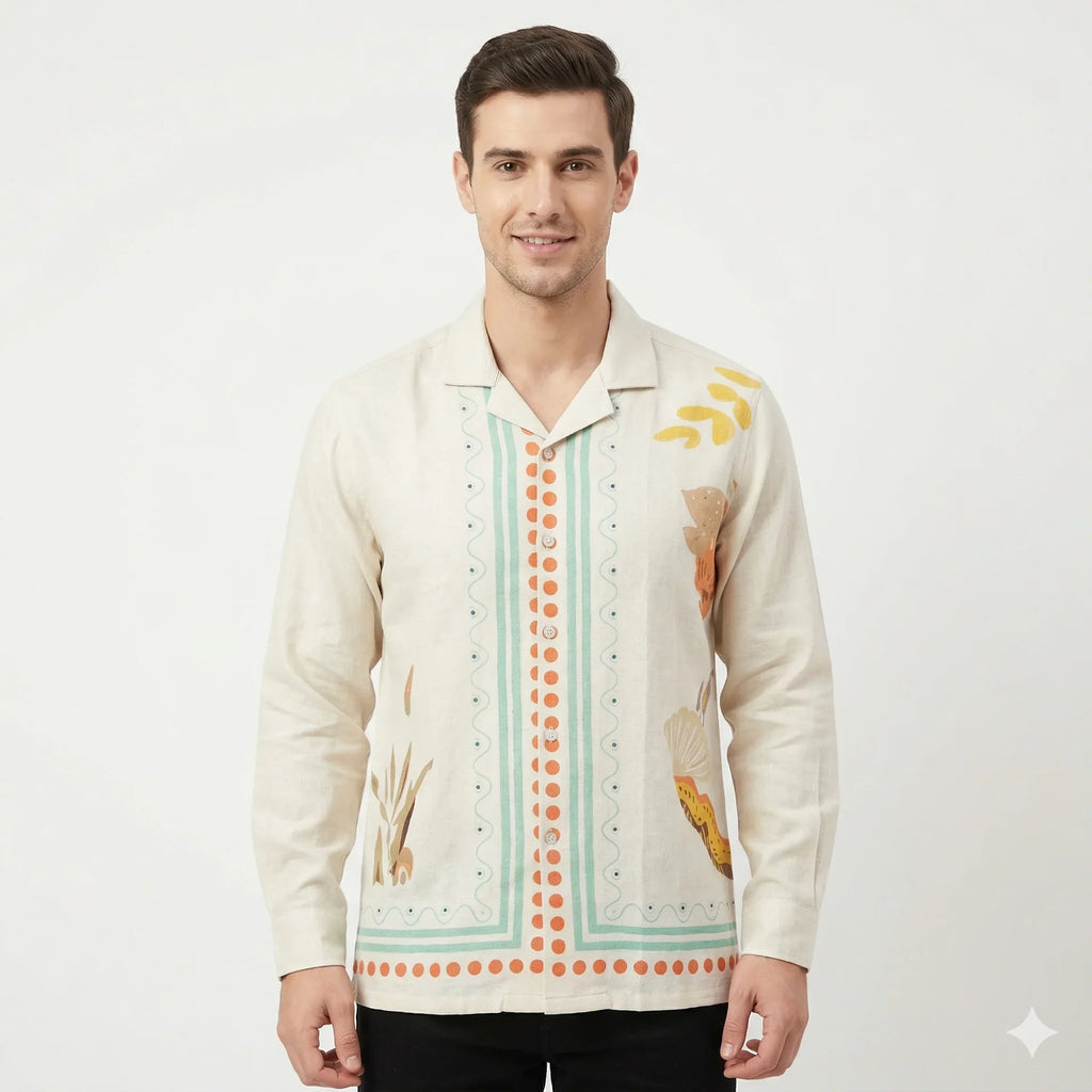 AGENT SPARROW Printed Square Fit Full Sleeve Cotton Shirt