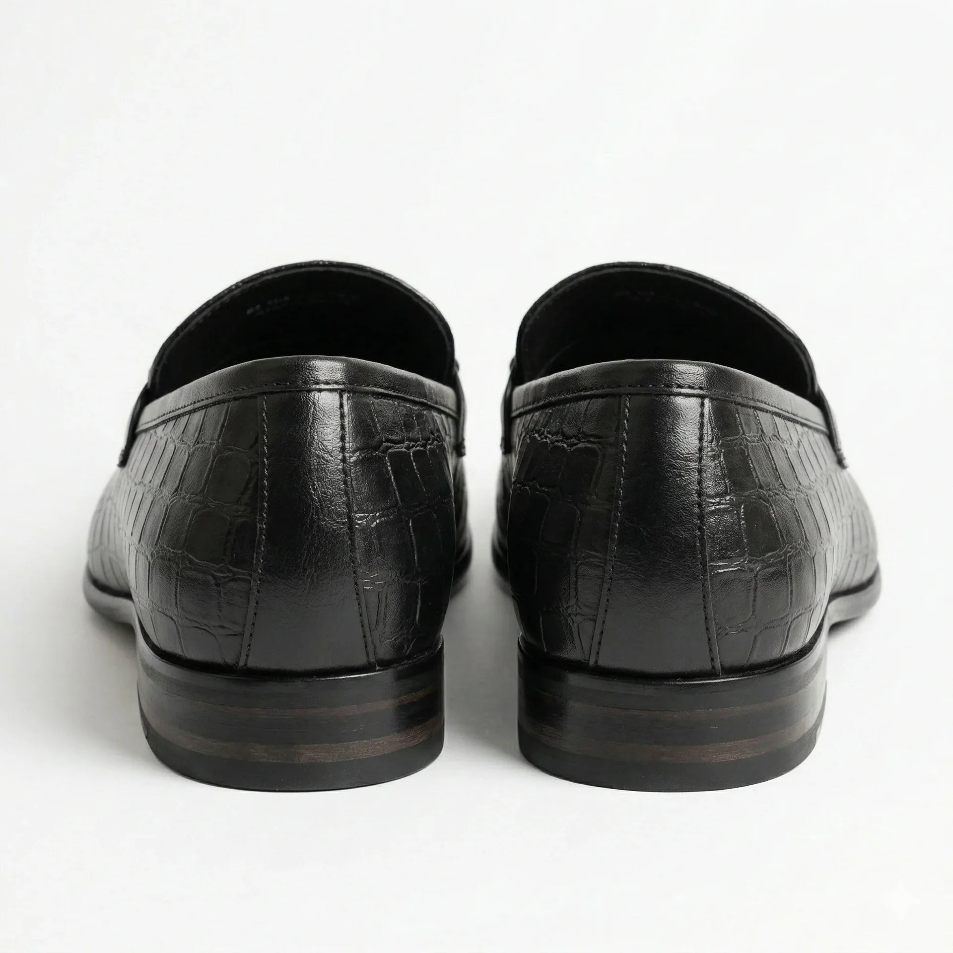 ROSSO BRUNELLO Obsidian Mirage Luxe Crocodile-Embossed Leather Loafers with Lavish Details