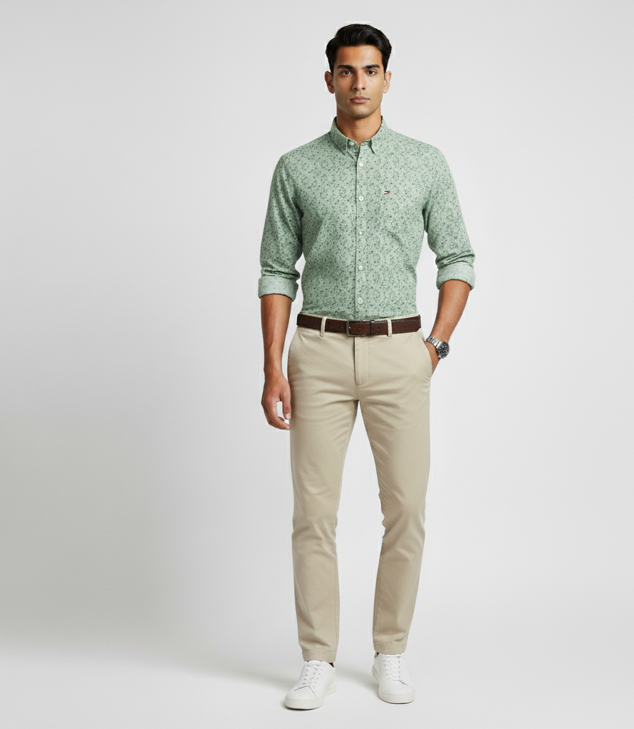 TOMMY HILFIGER Sage Fern Tailored Fit Long Sleeve Patterned Shirt