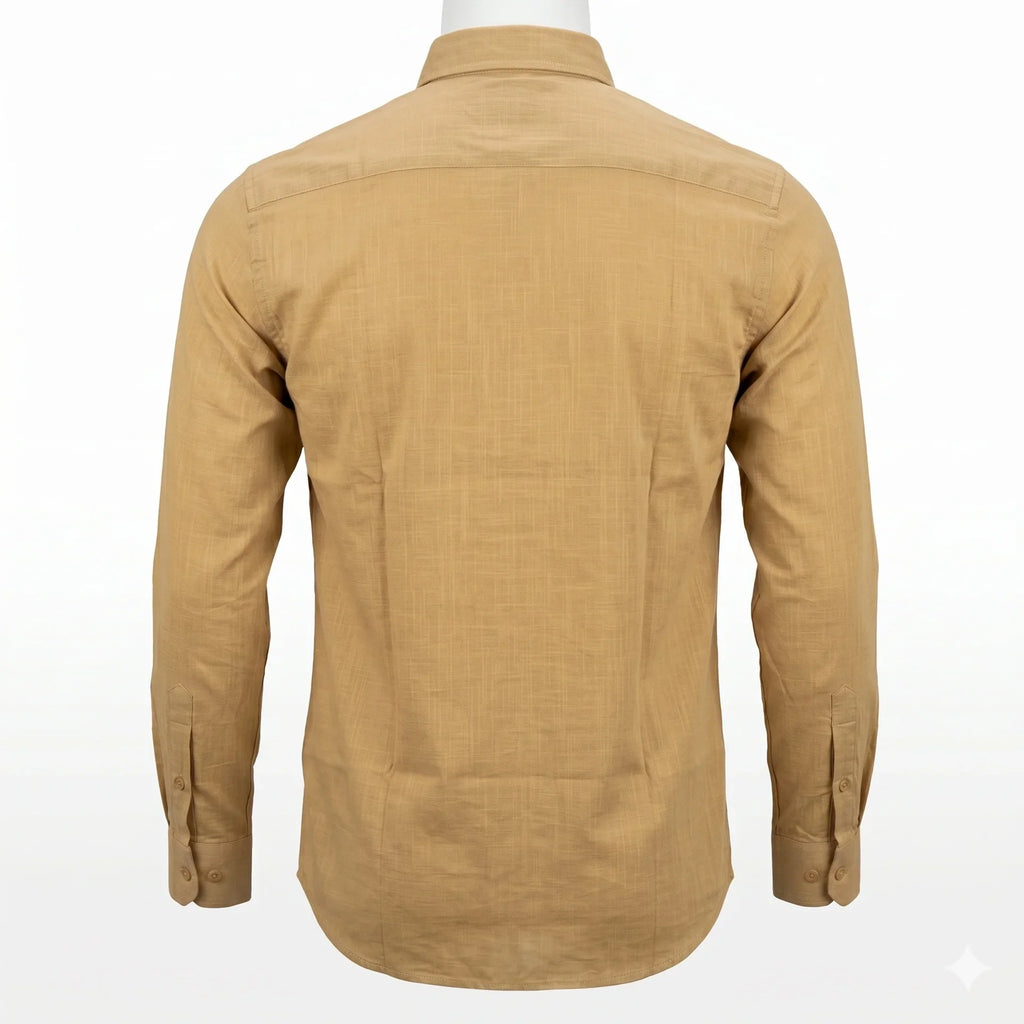 Lacoste Classic Fit Button-Up Linen Shirt in Beige