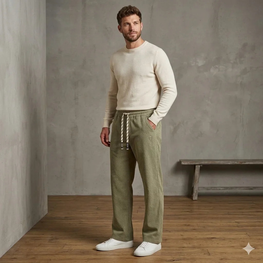 BROOKS BROTHERS Cotton Linen Bootcut Joggers With Adjustable Drawstring