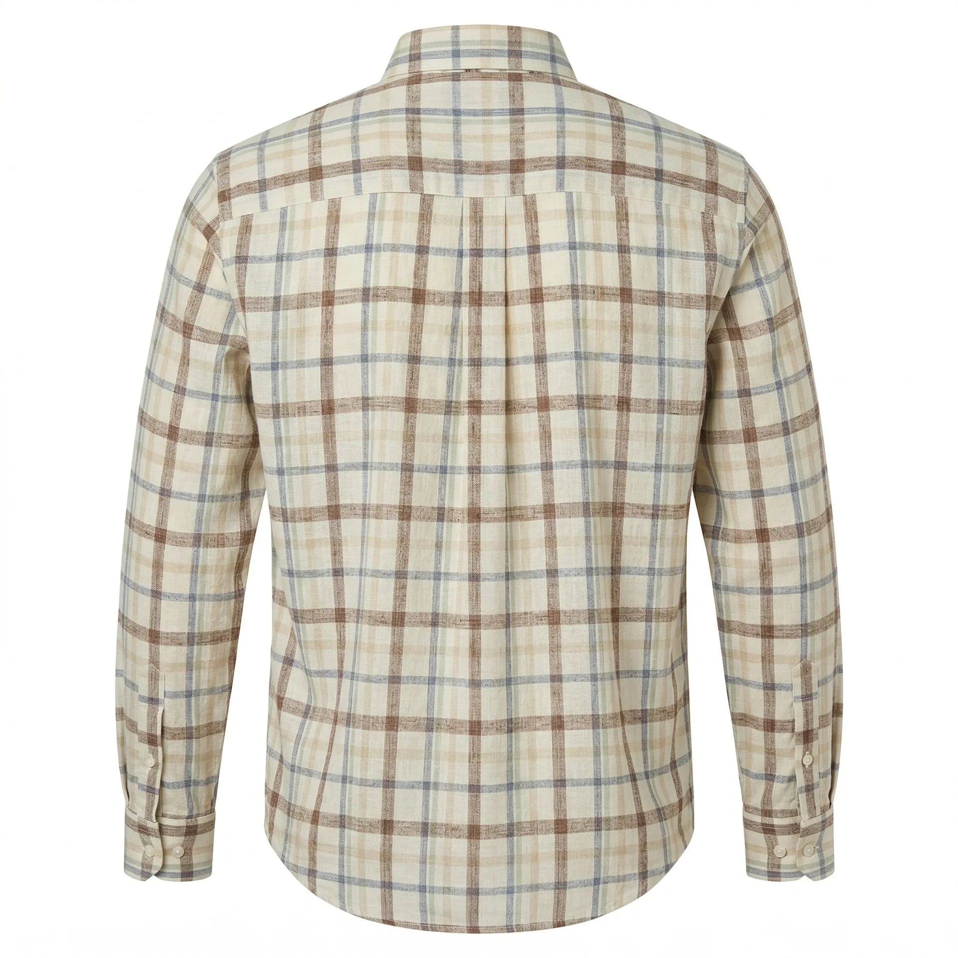 LACOSTE Men's Slim Fit Linen Blend Checkered Full Sleeve Button-Down Shirt