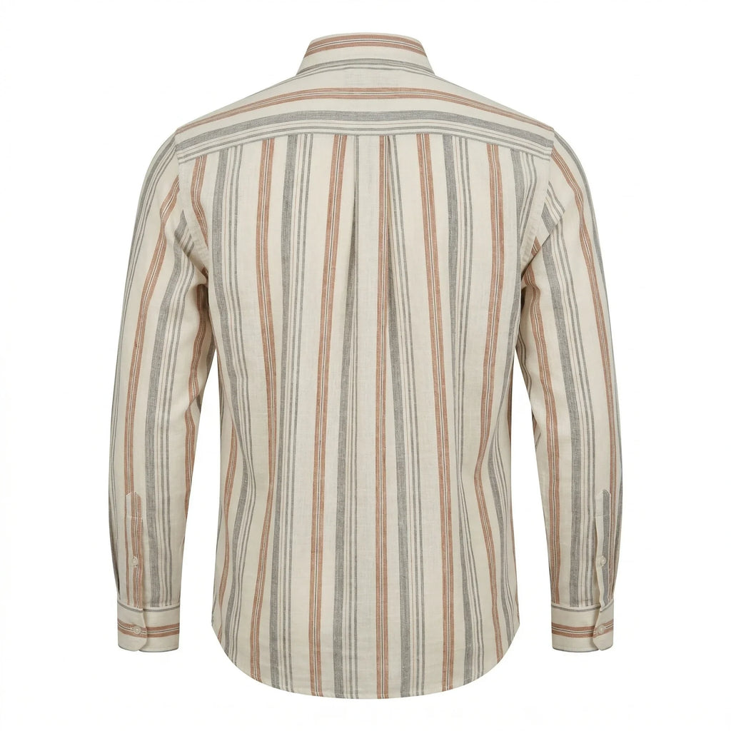 LACOSTE Men's Slim Fit Button-Down Striped Linen Shirt